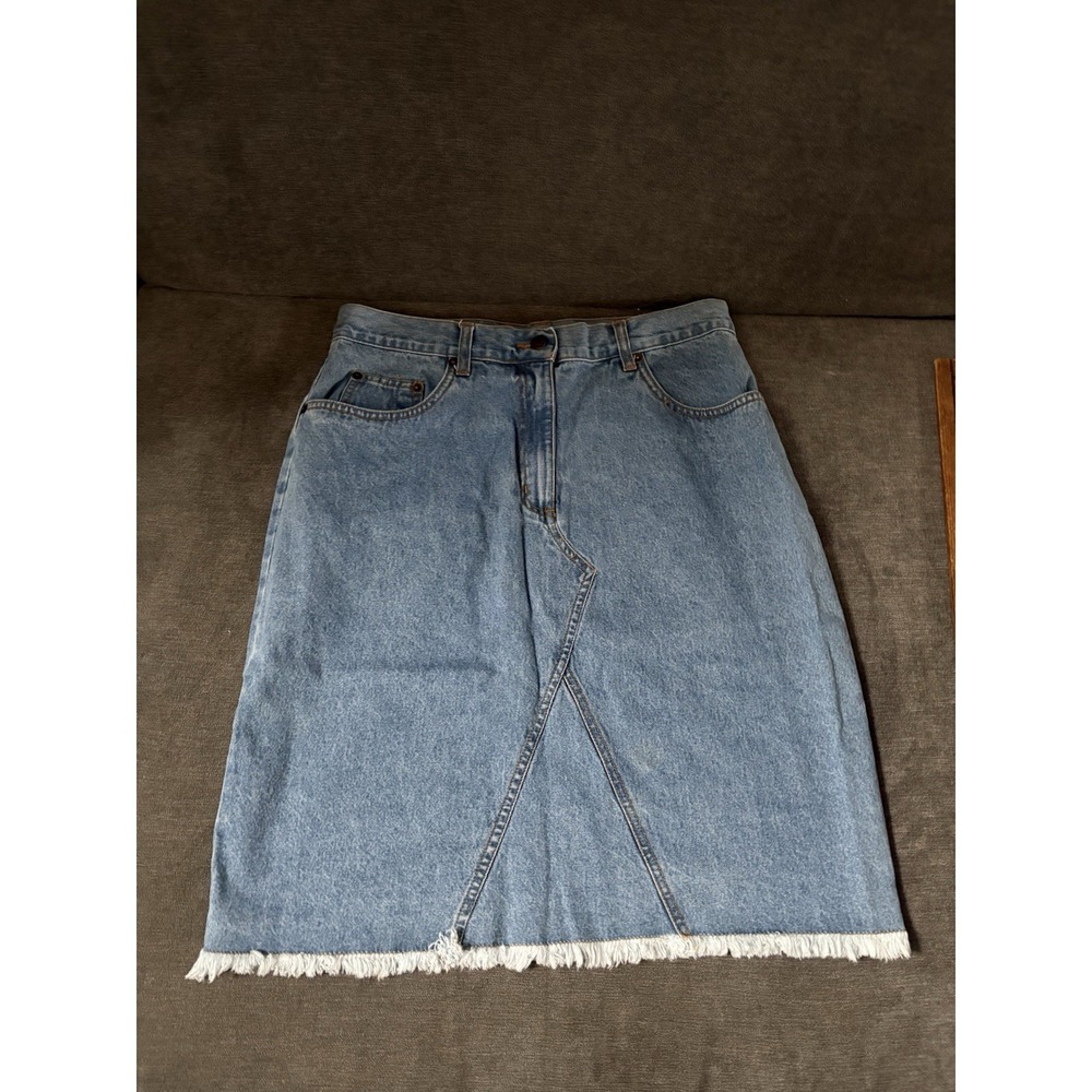 Bill Blass Womens Vintage Denim Skirt Size 8 Knee Length A Line Jean 90s‎ Y2K